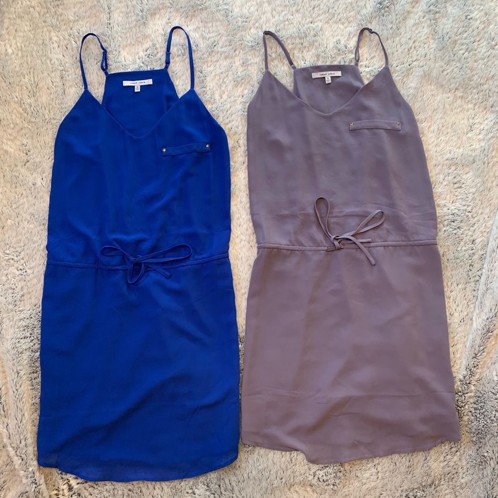 2 dresses one purple one blue